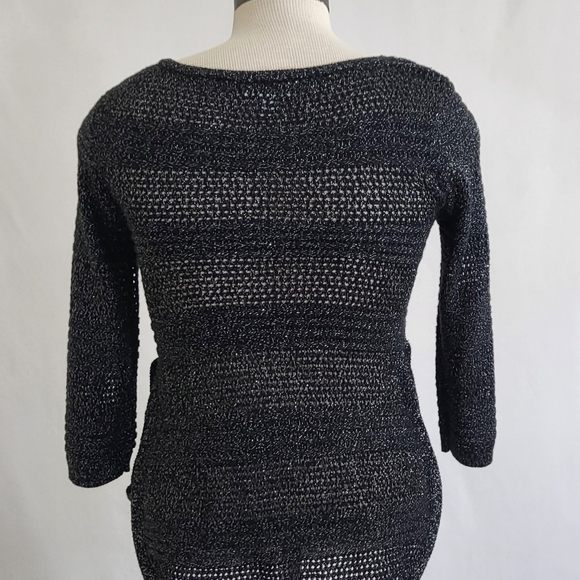 New york & Company Womens Black Silver Long Sleeve Pullover Sweater Size Small - Picture 2 of 9